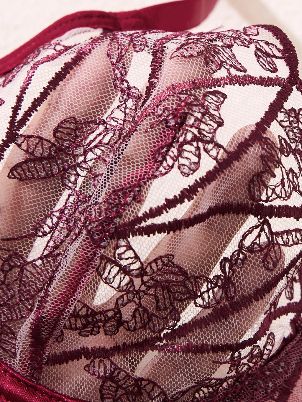 WineRed color fairy lace floral alluring underwear set for ladies, sexy nightwear, fancy lingerie, sheer style ZA825172